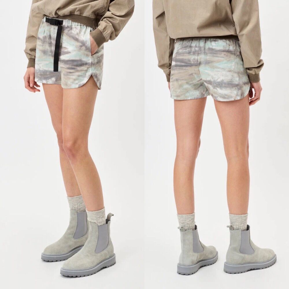 John Elliott Women M Summit Shorts Marrin Camouflage Brown Blue Tie Dye NEW